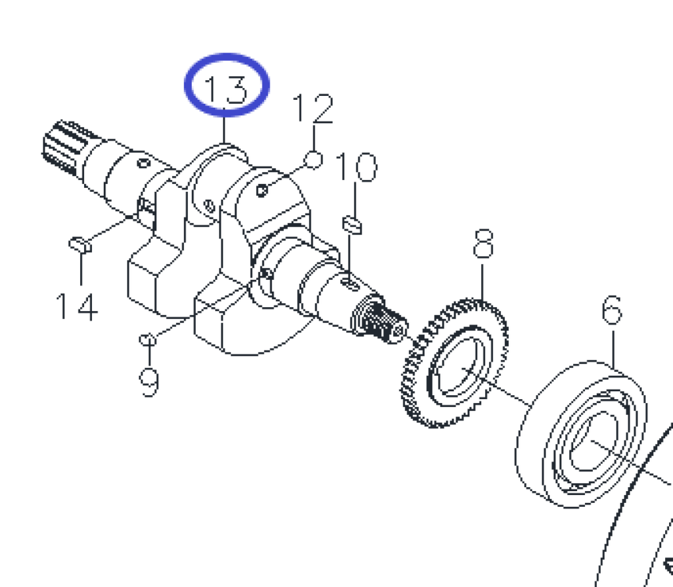 Вал коленчатый Diesel 178FE/Crank Shaft Assy 178FE, TSS PDST80E, E-09/№13 (20011-00407-00) Вал коленчатый Diesel 178FE/Crank Shaft Assy 178FE, TSS PDST80E, E-09/№13 (20011-00407-00)